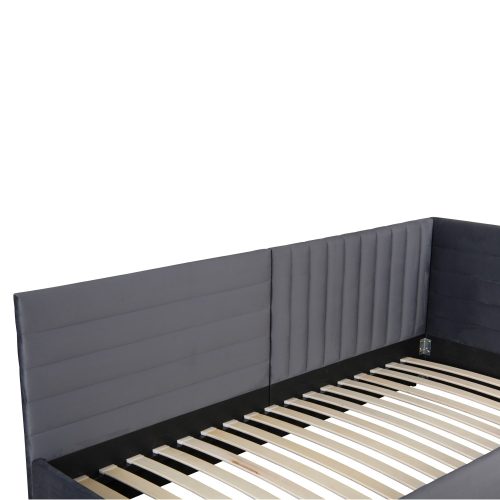 Ágy ágyráccsal, 90x200, szürke Velvet szövet, MEVIA