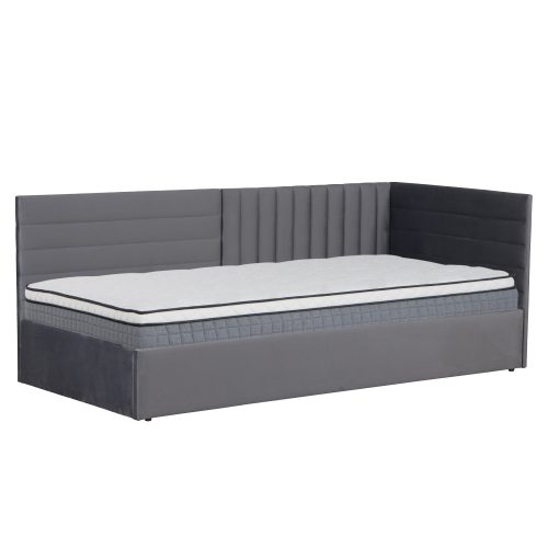 Ágy ágyráccsal, 90x200, szürke Velvet szövet, MEVIA