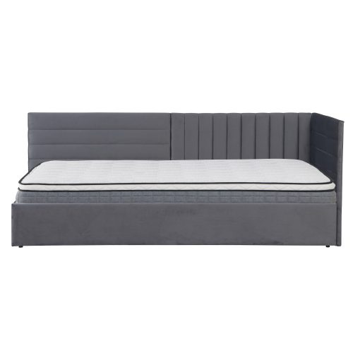 Ágy ágyráccsal, 90x200, szürke Velvet szövet, MEVIA