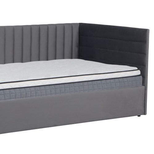 Ágy ágyráccsal, 90x200, szürke Velvet szövet, MEVIA