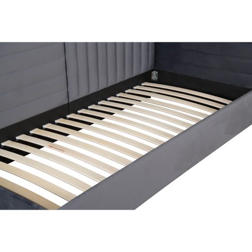 Ágy ágyráccsal, 90x200, szürke Velvet szövet, MEVIA