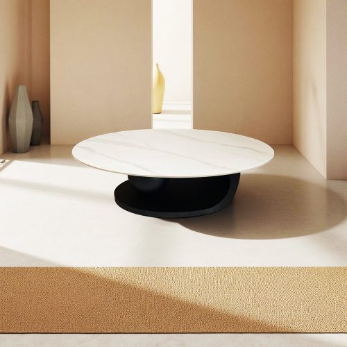 Dohányzóasztal, márvány imitáció/fekete, AXEN