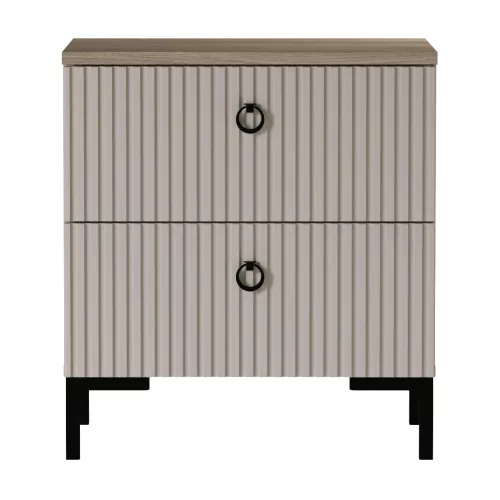 Éjjeliszekrény, szürkésbarna Taupe/silverjack tölgy, DOMCA 2S