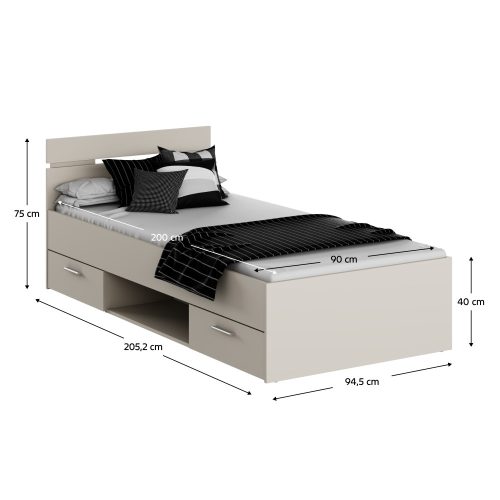 Ágykeret, 90x200, kasmír, MICHIGAN NEW