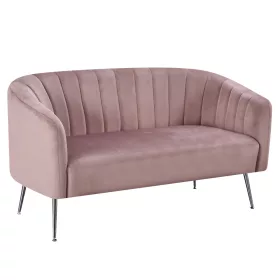   Design kétszemélyes kanapé, rózsaszín Velvet szövet/króm-ezüst, BAGY