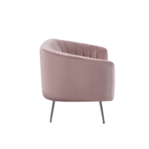 Design kétszemélyes kanapé, rózsaszín Velvet szövet/króm-ezüst, BAGY
