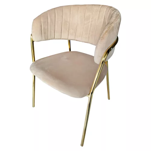 Design étkezőszék, bézs Velvet szövet/gold króm arany, DASMIN NEW TYP 1