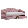 Ágy tárhellyel, 90x200, rózsaszín Velvet szövet, ZASKA