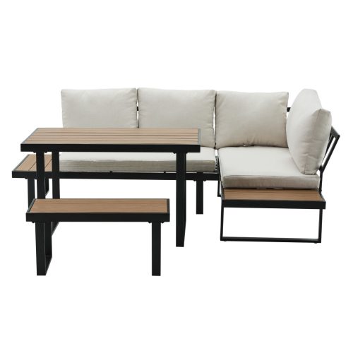 Kerti szett, fekete/krém/tölgy, FLOJD