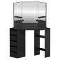 Sarok fésülködőasztal, fekete, ELIO