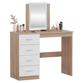 Fésülködőasztal, sonoma tölgy/fehér, KLEVIS