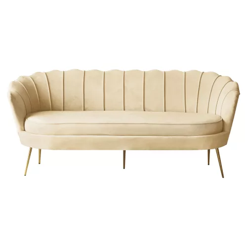 Luxus kanapé, 3 személyes, bézs Velvet szövet/arany, Art-deco, NOBLEO TYP 2