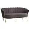 Luxus kanapé, 3 személyes, szürkésbarna Velvet szövet/arany, Art-deco, NOBLEO TYP 2