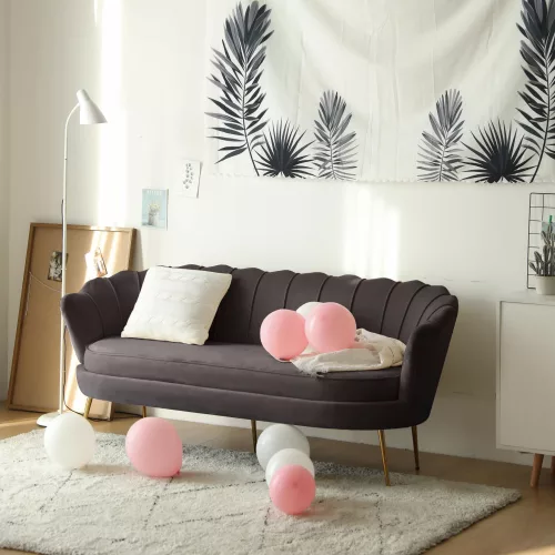 Luxus kanapé, 3 személyes, szürkésbarna Velvet szövet/arany, Art-deco, NOBLEO TYP 2