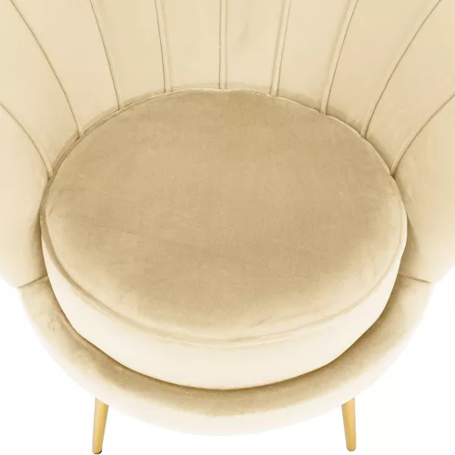 Art-deco stílusú fotel, bézs Velvet szövet/gold arany króm, NOBLEO