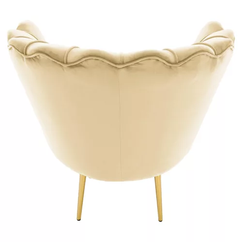 Art-deco stílusú fotel, bézs Velvet szövet/gold arany króm, NOBLEO