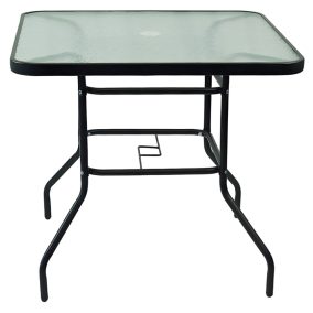 Étkezőasztal, fekete acél/edzett üveg, DEMAT NEW TYP 2