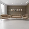 Design 3-as ülés kanapé, barna bársony szövet/arany króm-arany, BAGY