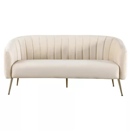 Design 3-as ülés kanapé, bézs Velvet szövet/gold króm-arany, BAGY