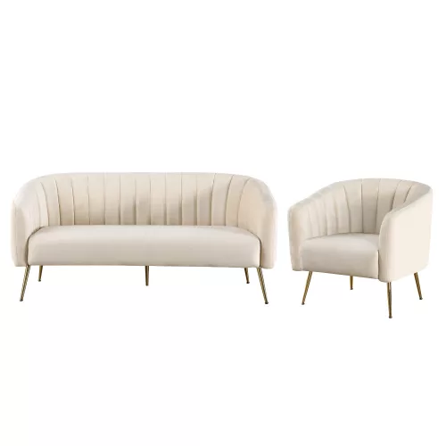 Design 3-as ülés kanapé, bézs Velvet szövet/gold króm-arany, BAGY