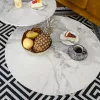 Dohányzóasztalok, 2 db-os szett, fehér márvány/fehér/arany, fém, MABUZ NEW