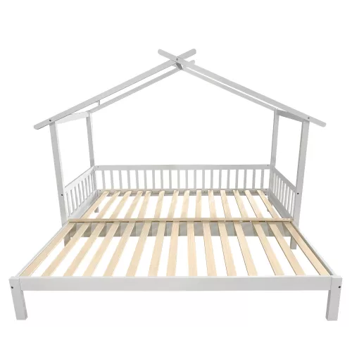 Montessori ágy pótággyal, fehér, 90x200, KESIO