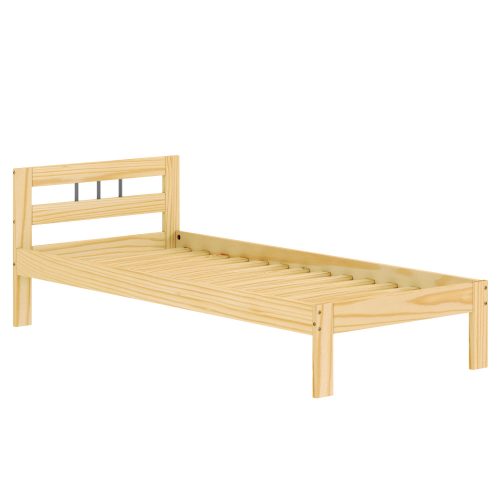Ágy ráccsal, természetes, fenyőfa, 90x200, JONA NEW