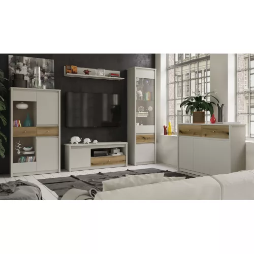 Nyitott polcos szekrény, kasmír/evoke tölgy, KAROS 1D1S