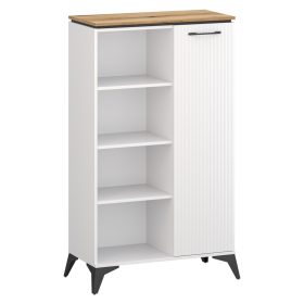 Alacsony polcos szekrény, fehér/evoke tölgy, VELIS 1D