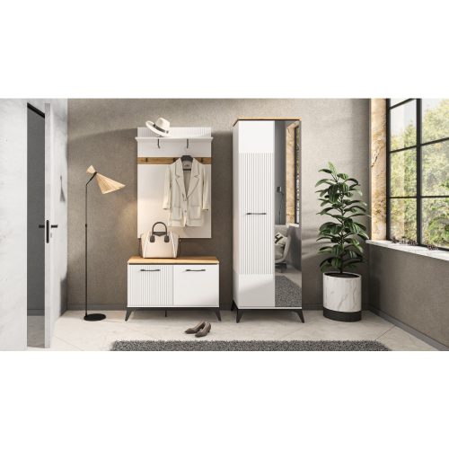 Alacsony polcos szekrény, fehér/evoke tölgy, VELIS 1D