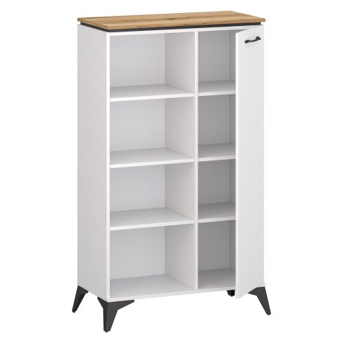 Alacsony polcos szekrény, fehér/evoke tölgy, VELIS 1D