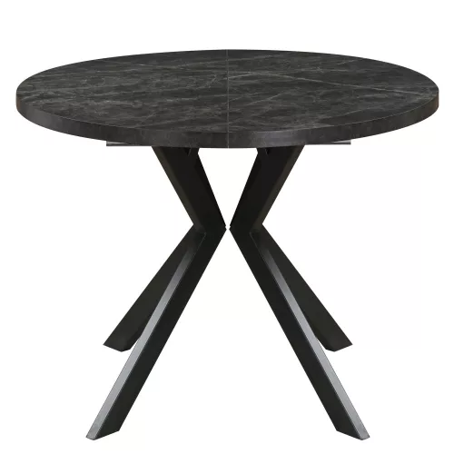 Kihúzható étkezőasztal, sötét beton/fekete, 100-250x75,5 cm, LUKOS