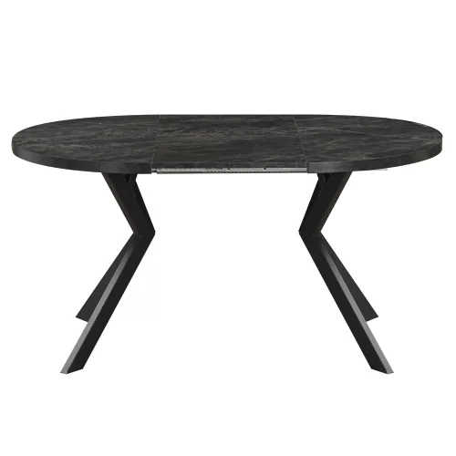 Kihúzható étkezőasztal, sötét beton/fekete, 100-250x75,5 cm, LUKOS