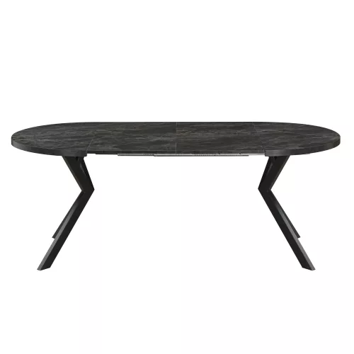 Kihúzható étkezőasztal, sötét beton/fekete, 100-250x75,5 cm, LUKOS