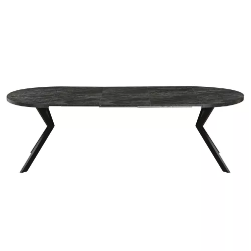 Kihúzható étkezőasztal, sötét beton/fekete, 100-250x75,5 cm, LUKOS