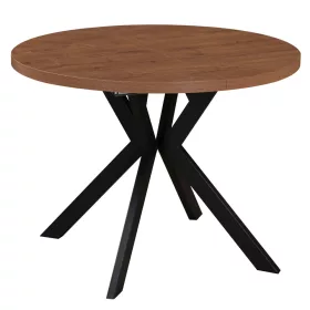   Kihúzható étkezőasztal, sötét tölgy/fekete, 100-250x75,5 cm, LUKOS