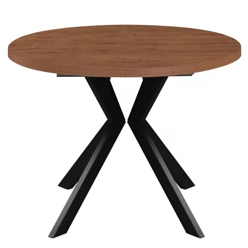Kihúzható étkezőasztal, sötét tölgy/fekete, 100-250x75,5 cm, LUKOS