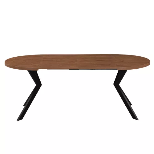 Kihúzható étkezőasztal, sötét tölgy/fekete, 100-250x75,5 cm, LUKOS