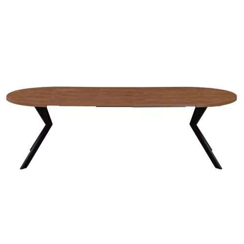 Kihúzható étkezőasztal, sötét tölgy/fekete, 100-250x75,5 cm, LUKOS