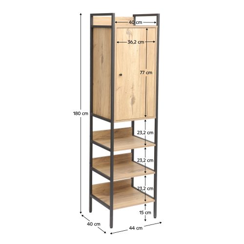 Polc szekrénnyel, tölgy/fekete, LORVA