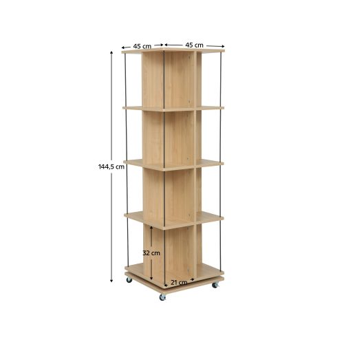 Forgó polcállvány, tölgy/fekete, POTOR