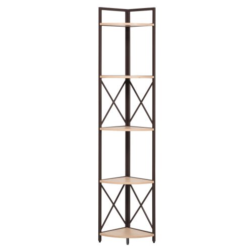 Sarokpolc polcokkal, tölgy/fekete, PASOKO