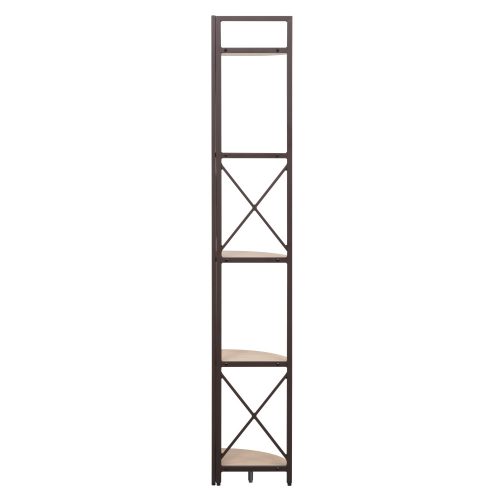 Sarokpolc polcokkal, tölgy/fekete, PASOKO