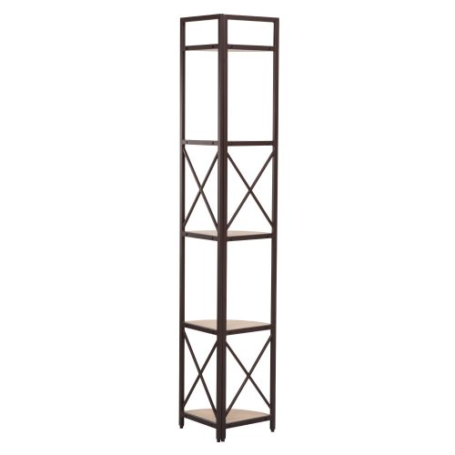 Sarokpolc polcokkal, tölgy/fekete, PASOKO