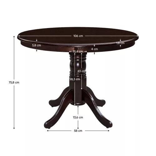 Étkezőasztal, kerek, gesztenye, átmérő 106 cm, TABLOS NEW