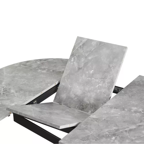 Kihúzható étkezőasztal, beton/fekete, 120x120-160x75 cm, ABERO TYP 2