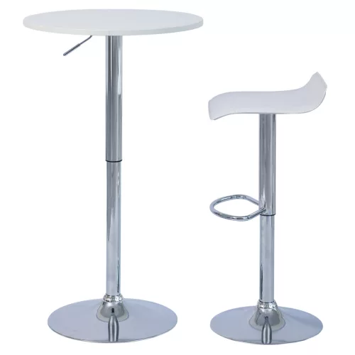 Bárasztal, magasság állítással, króm/fehér, átmérő 60 cm, BRANY 3 NEW