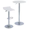 Bárasztal, magasság állítással, króm/fehér, átmérő 60 cm, BRANY 3 NEW