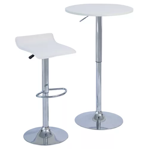 Bárasztal, magasság állítással, króm/fehér, átmérő 60 cm, BRANY 3 NEW
