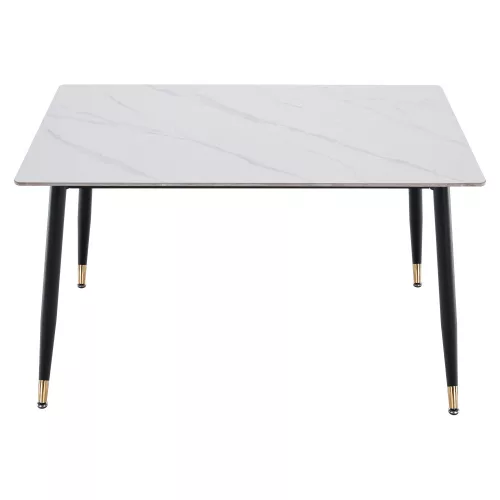 Étkezőasztal, fehér márvány/fekete/arany, 121x71 cm, FLORENC TYP 1